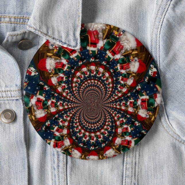 Special Christmas Santa Kaleidoscope Design Button (In Situ)