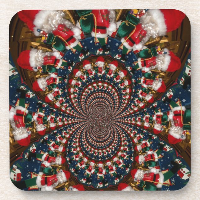 Special Christmas Santa Kaleidoscope Design Drink Coaster (Front)