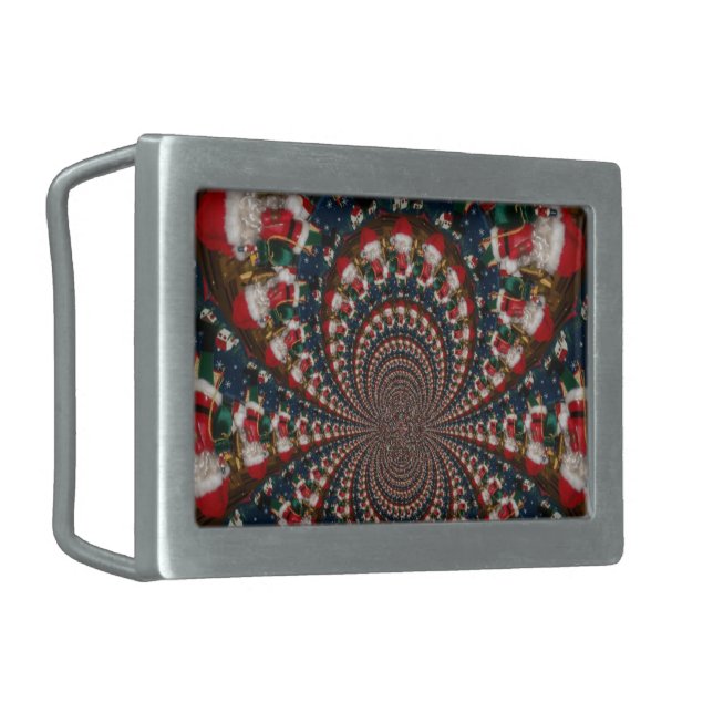Special Christmas Santa Kaleidoscope Design Rectangular Belt Buckle (Front Left)