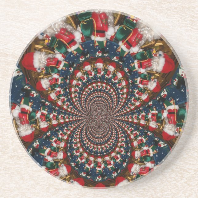 Special Christmas Santa Kaleidoscope Design Sandstone Coaster (Front)