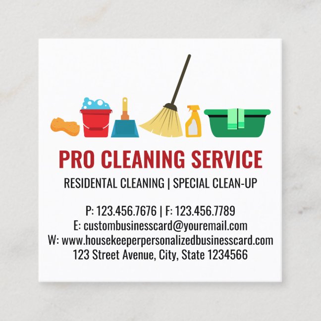 Special Clean Up House Cleaning Service Square Business Card