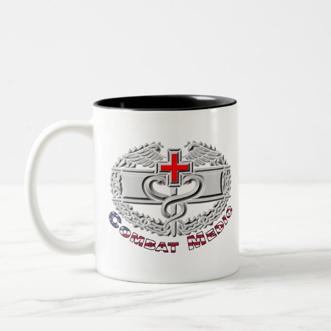 Special Combat Medic Badge Design Two-Tone Coffee Mug (Left)