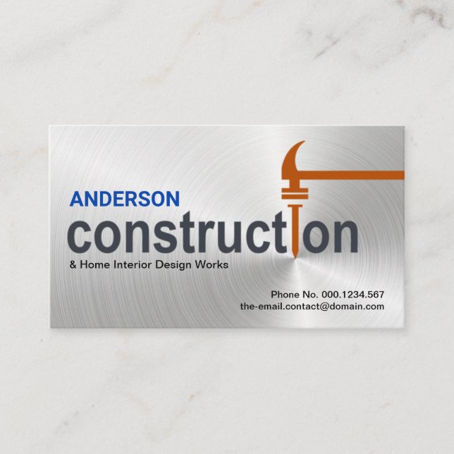 Special Construction Hammer Nail Design, Handyman  Business Card (Front)