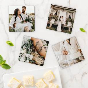 Special Custom Create Your Own Wedding Photo Coaster Set