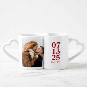Special Date Custom Photo Couple Valentine's Day Coffee Mug Set