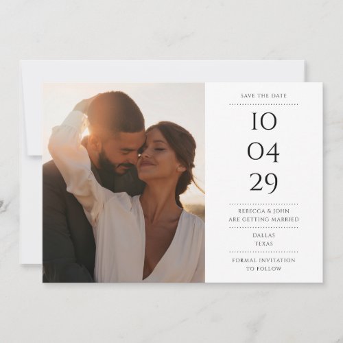 Special Date Photo Black And White Simple Save The Date