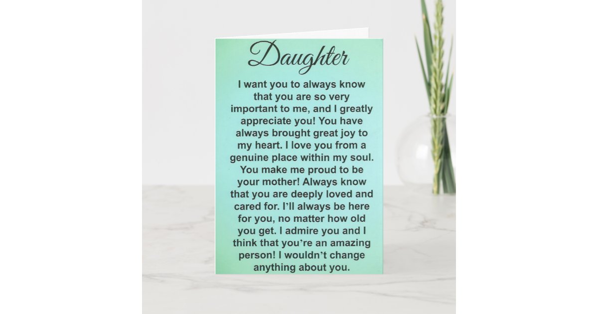 Special Daughter Love And Appreciation Messages Card