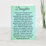 Special Daughter Love And Appreciation Messages Card<br><div class="desc">This greeting card is for a VERY special daughter. A daughter who has a special bond with her mother and/or father. This greeting card can be from mom or dad. If you're looking for a card with heartfelt words, this is it! This heartwarming greeting is perfect for any occasion: Birthday,...</div>