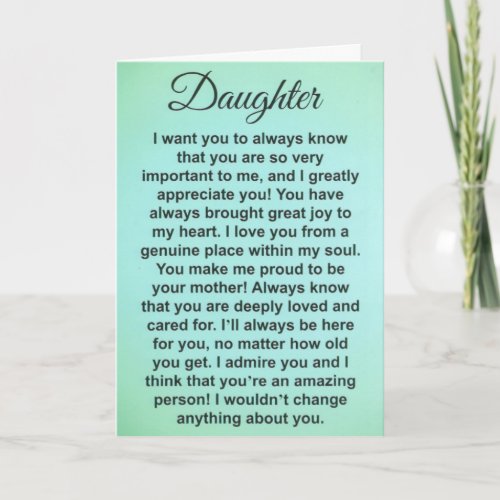Special Daughter Love And Appreciation Messages Card