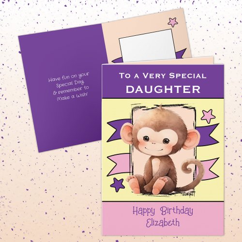 Special Daughter monkey kids purple birthday