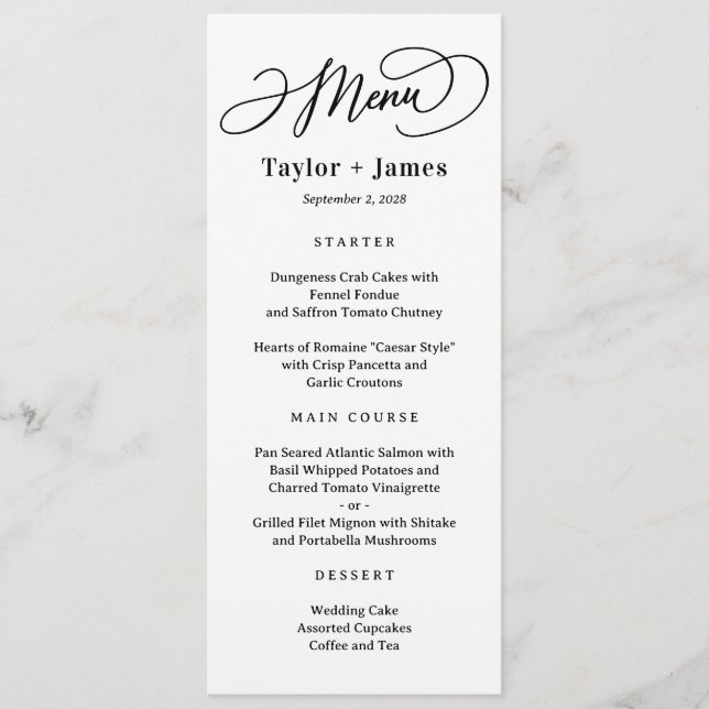 Special Day EDITABLE COLOR Wedding Menu Card (Front)