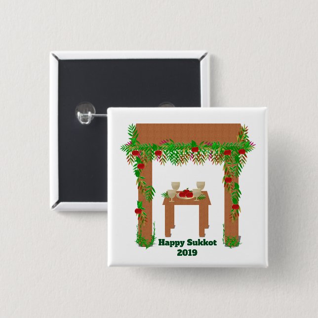 special day Happy Sukkot Button (Front & Back)