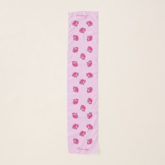 Special Day Pink Roses Square Chiffon Scarf Long