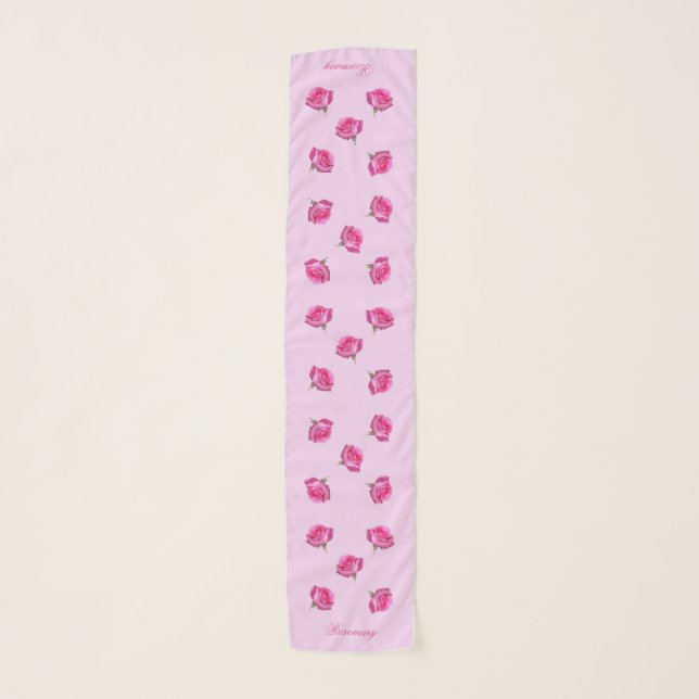 Special Day Pink Roses Square Chiffon Scarf Long (Front)