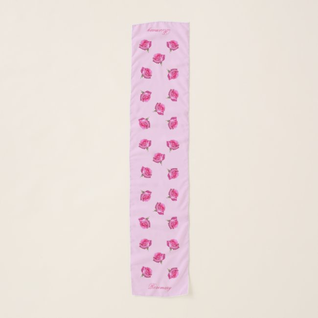 Special Day Pink Roses Square Chiffon Scarf Long
