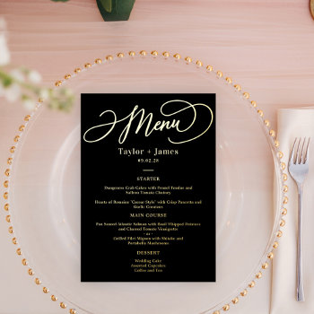 Special Day Real Foil Elegant Menu Card by berryberrysweet at Zazzle