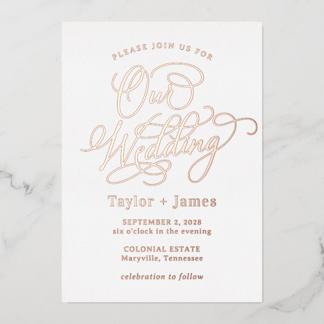 Special Day REAL FOIL Elegant Wedding Invitation Foil Invitation (Front)