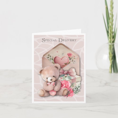 Special Delivery Adorable Teddy Bear Note Cards