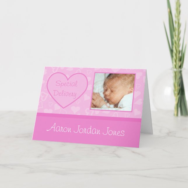 Special Delivery Baby Girl Birth Announcements (Front)