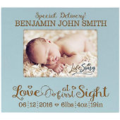 Special Delivery Baby Stats Blue Picture Frame (Front)