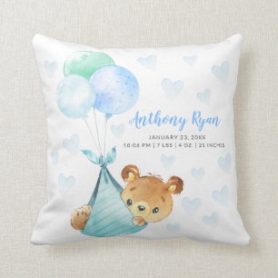 Special Delivery Bear Cub Baby Shower Throw Pillow