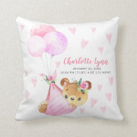 Special Delivery Bear Cub Baby Shower Throw Pillow