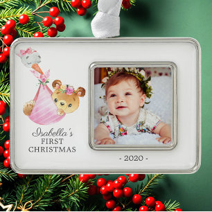 Special Delivery Bear First Christmas Photo Ornament