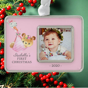 Special Delivery Bear First Christmas Photo Ornament