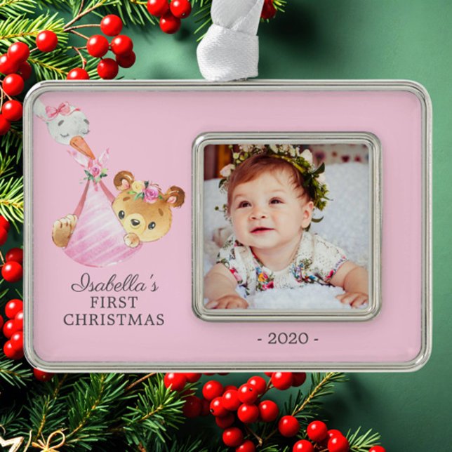 Special Delivery Bear First Christmas Photo Ornament (Creator Uploaded)