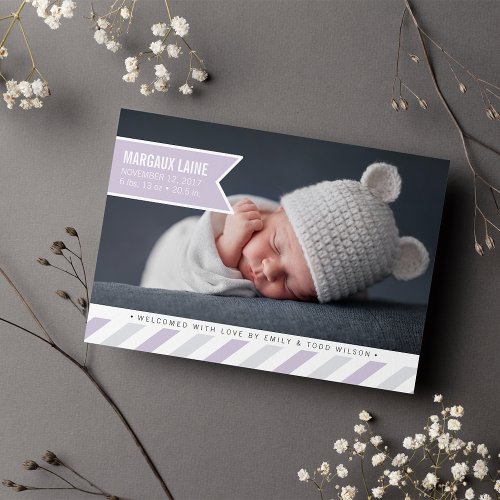 Special Delivery Birth Announcement  Lavender