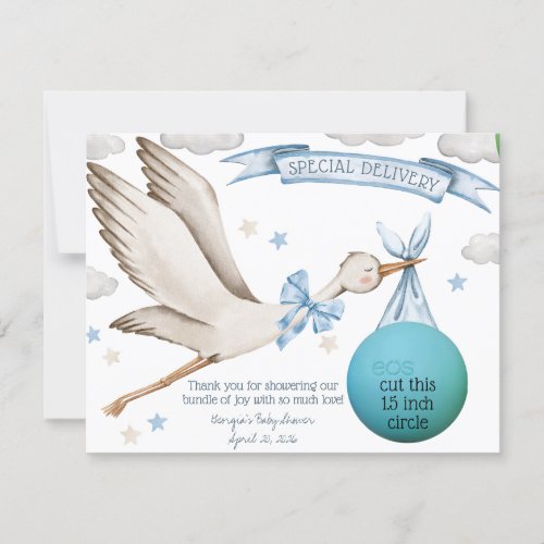 Special Delivery Blue Stork EOS Lip Balm Favor Invitation