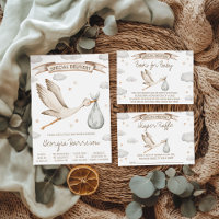 Special Delivery! Brown & Tan Stork Books for Baby