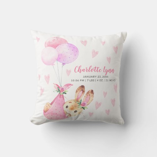 Special Delivery Bunny Rabbit Baby Shower Throw Pillow