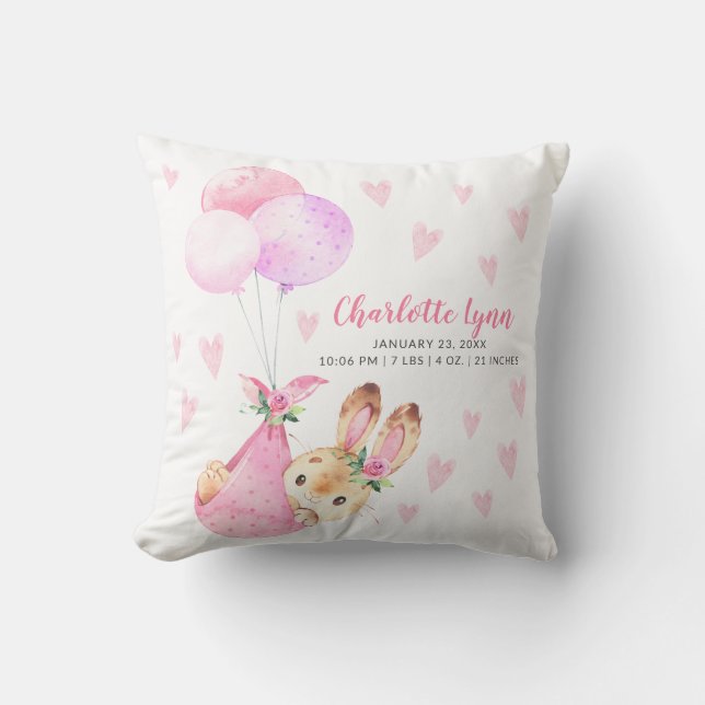 Special Delivery Bunny Rabbit Baby Shower Throw Pillow (Front)