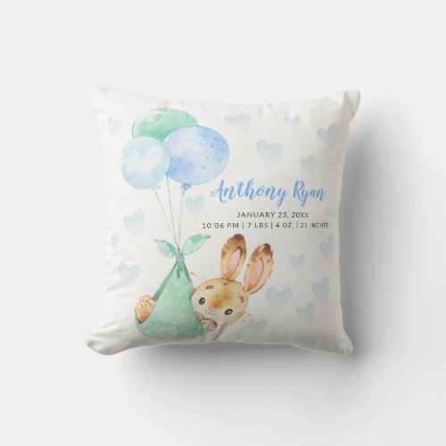 Special Delivery Bunny Rabbit Baby Shower Throw Pillow