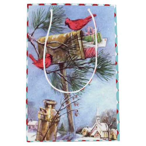 Special Delivery Cardinals at a Snowy Mailbox  Medium Gift Bag