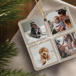 Special Delivery Christmas 4 Photos Postage Parcel Ceramic Ornament<br><div class="desc">Send a special delivery to your family and friends this holiday season with our simple Christmas parcel package holiday photo ornament. The design features a faux brown kraft texture design to resemble a wrapped parcel delivery. Simple white twine and bow complete this simple parcel theme Christmas photo card. Personalize with...</div>