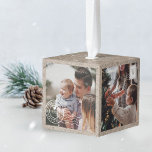 Special Delivery Christmas 4 Photos Postage Parcel Cube Ornament<br><div class="desc">Send a special delivery to your family and friends this holiday season with our simple Christmas parcel package holiday cube ornament. The design features a faux brown kraft texture design to resemble a wrapped parcel delivery. Simple white twine and bow complete this simple parcel theme Christmas photo ornament. Personalize with...</div>