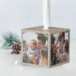 Special Delivery Christmas 4 Photos Postage Parcel Cube Ornament
