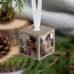 Special Delivery Christmas 4 Photos Postage Parcel Cube Ornament<br><div class="desc">Send a special delivery to your family and friends this holiday season with our simple Christmas parcel package holiday cube ornament. The design features a faux brown kraft texture design to resemble a wrapped parcel delivery. Simple white twine and bow complete this simple parcel theme Christmas photo ornament. Personalize with...</div>