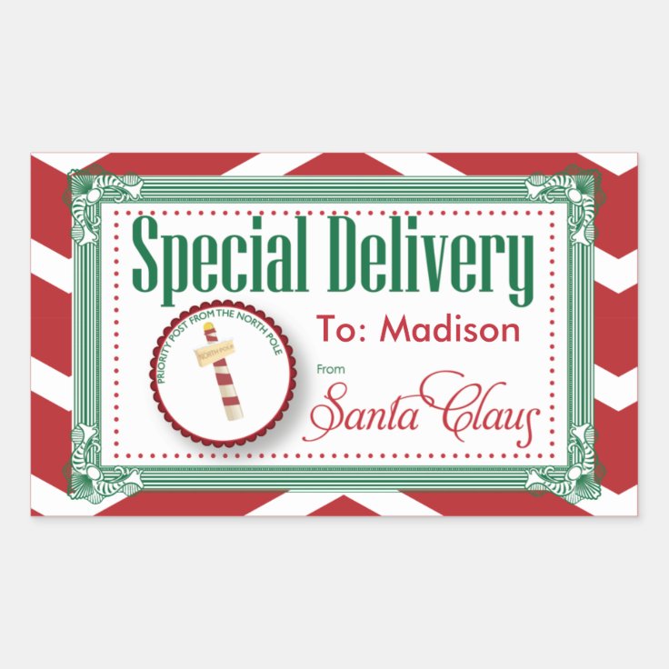 Special Delivery Christmas sticker gift tag | Zazzle