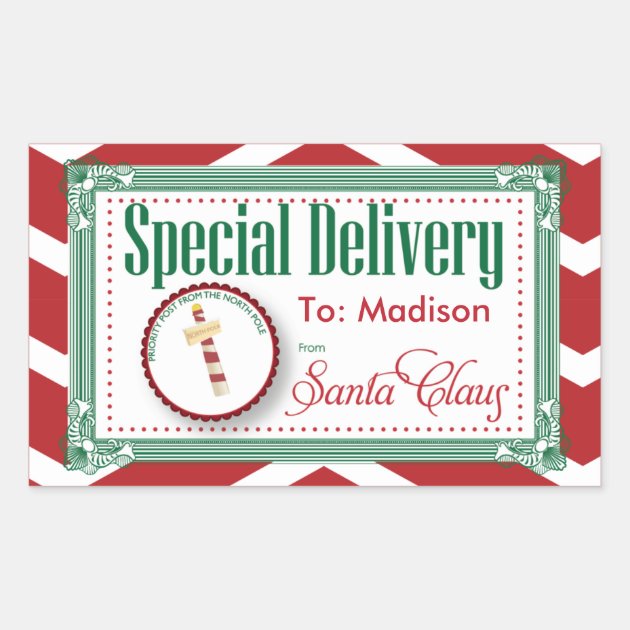 Special Delivery Christmas Sticker Gift Tag