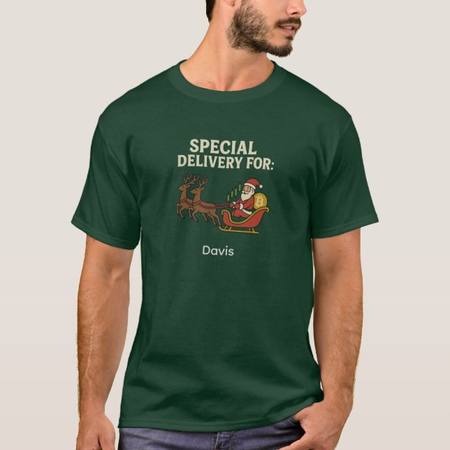 Special Delivery Crypto Santa T-Shirt (Front)