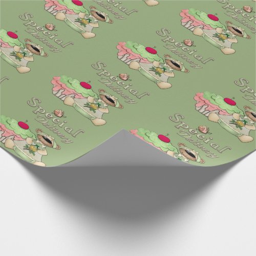 Special Delivery Cupcake Bear Wrapping Paper