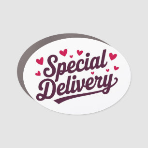Special Delivery Design Oval Car Magnet