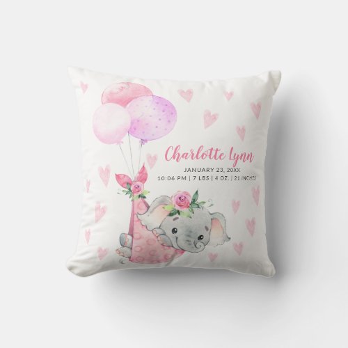 Special Delivery Elephant Baby Shower Throw Pillow