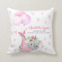 Special Delivery Elephant Baby Shower Throw Pillow