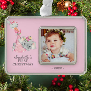 Special Delivery Elephant First Christmas Photo Christmas Ornament