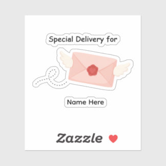 Special Delivery For Custom Name Flying Envelope Sticker