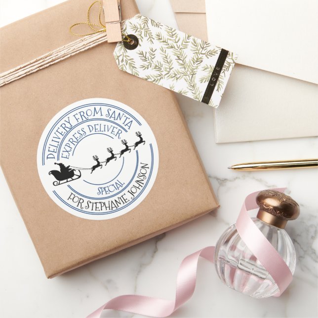 Special delivery form Santa Christmas gift Classic Round Sticker (Gifting)